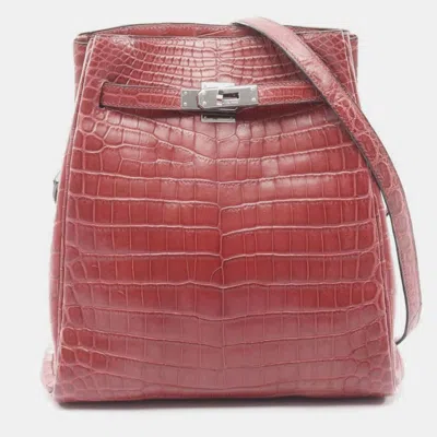 Pre-owned Hermes Kelly Sport Mm Brown Niloticus Mat Shoulder Bag