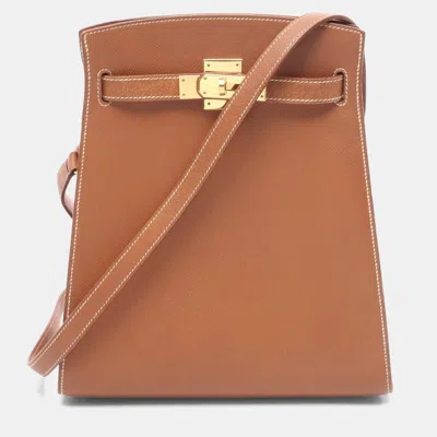 Pre-owned Hermes Kelly Sports Mm Shoulder Bag Courchevel Leather Gold Brown