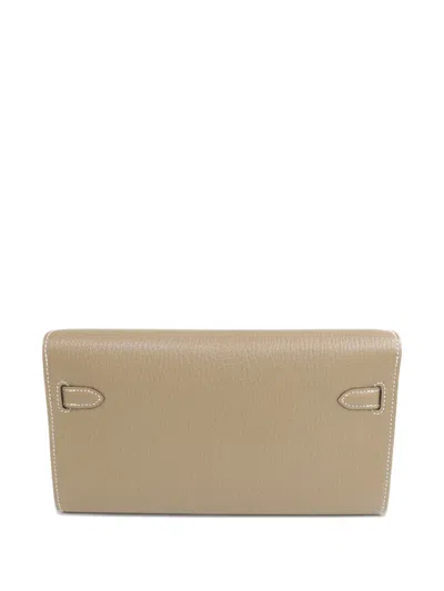 Pre-owned Hermes Kelly To Go Chevre Mysore-leather Clutch Bag In Neutral