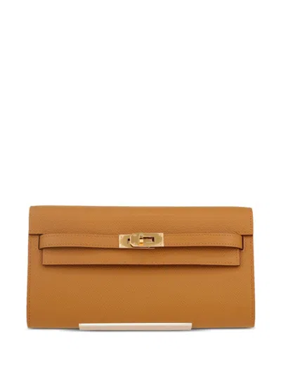 Pre-owned Hermes Kelly To Go Clutch In Brown