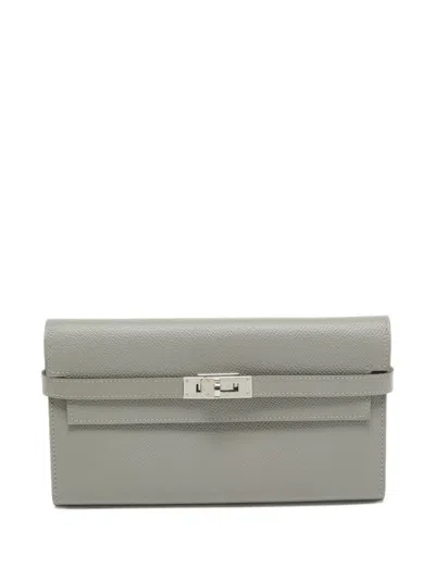 Pre-owned Hermes Kelly To Go Grain-textured Flap Clutch