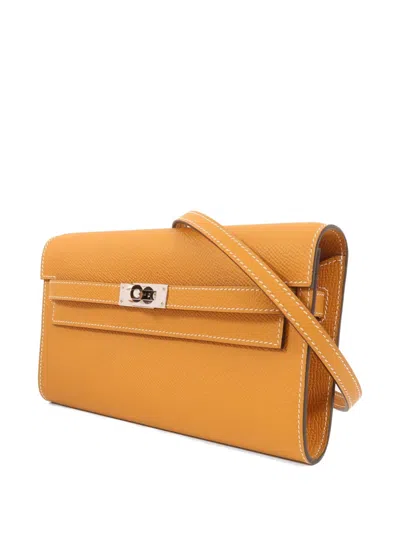 Pre-owned Hermes Kelly To Go Shoulder Bag In Gold