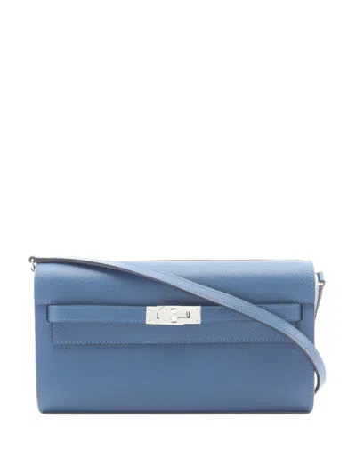 Pre-owned Hermes Kelly To Go Shoulder Wallet On Chain In ブルー