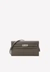 Hermes Kelly To Go Wallet In Gris Etain Epsom With Palladium Hardware In Etain