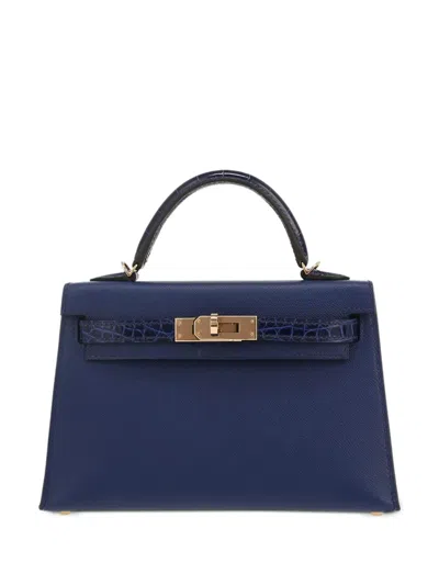 Pre-owned Hermes Kelly Touch 20 Shoulder Bag In Blue