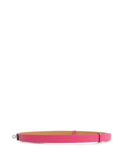 Pre-owned Hermes Kelly Turn-lock Leather Belt In Pink