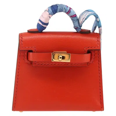 Pre-owned Hermes Kelly Twilly Bag Charm Leather Orange Leather Charms And Keychains Accessory ()