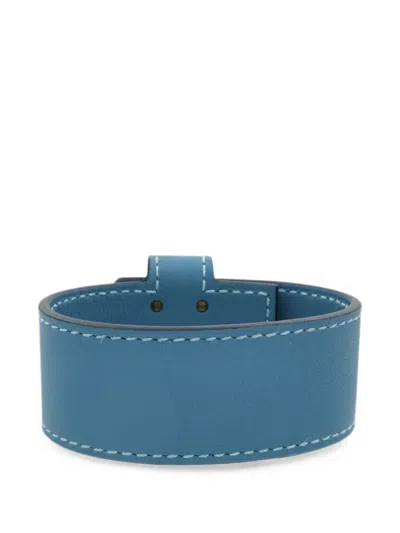 Pre-owned Hermes Kelly Twist Leather Bracelet In Blue