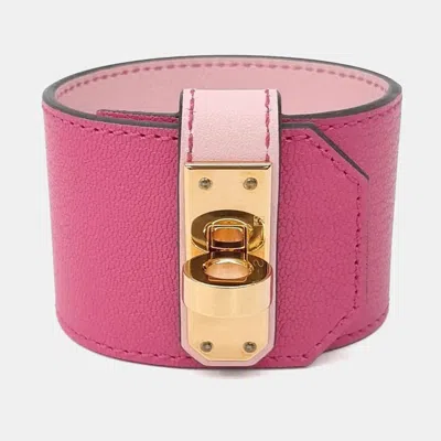 Pre-owned Hermes Hermès Kelly Twist Pink Leather Bracelet (b)