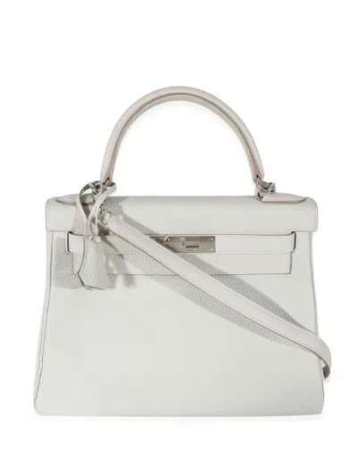 Pre-owned Hermes  Kelly Two-way Handbag In Gray