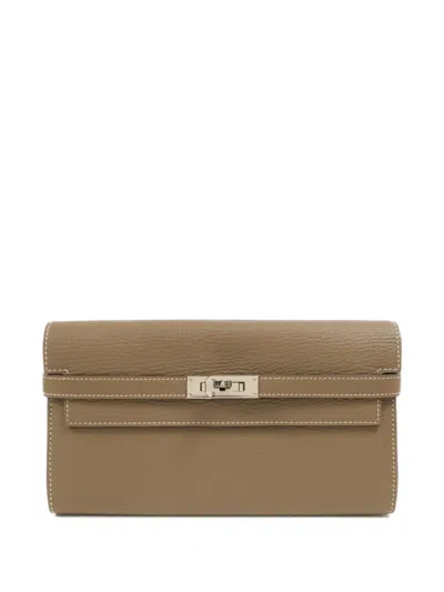 Pre-owned Hermes Kelly Wallet In Brown