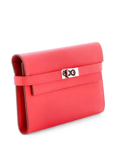 Pre-owned Hermes Kelly Wallet Epsom Long Small Wallets In Pink