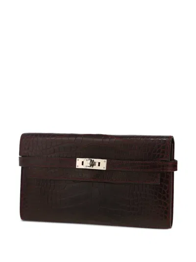 Pre-owned Hermes Kelly Wallet In Red