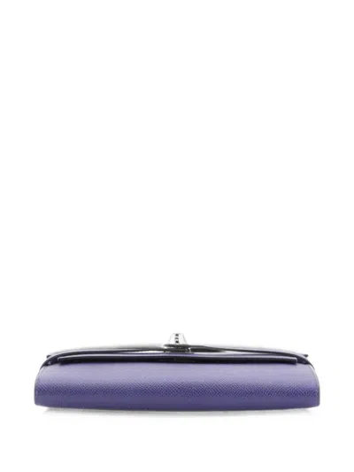 Pre-owned Hermes Kelly Wallet Verso Epsom Long Small Wallets In Blue