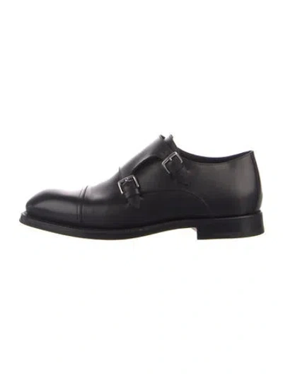 Pre-owned Hermes Keneth Derby Leather Dress Loafers In Black