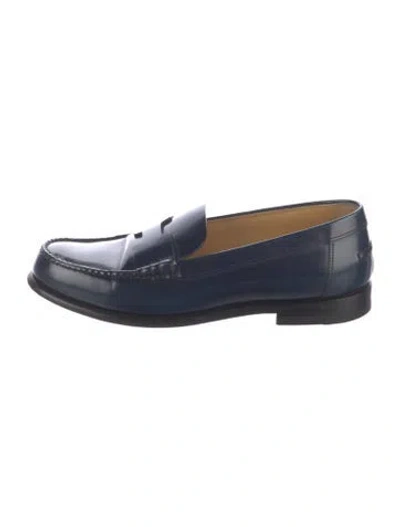 Pre-owned Hermes Kennedy Leather Loafers In Blue
