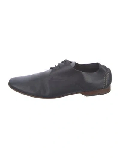 Pre-owned Hermes Kent Derby Leather Dress Loafers In Blue