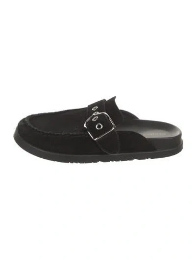 Pre-owned Hermes Key Suede Mules In Black