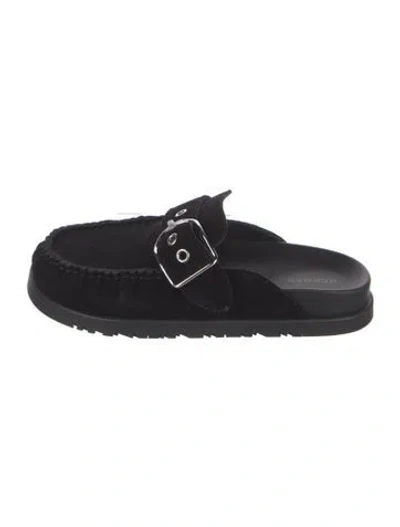 Pre-owned Hermes Key Suede Mules In Black