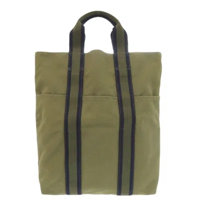 Pre-owned Hermes Khaki Cotton Tote Bag () In Brown
