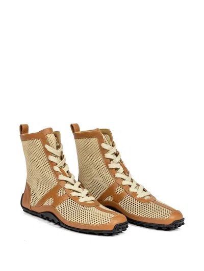 Pre-owned Hermes Kiatsu Mesh-panel Sneakers In Neutral