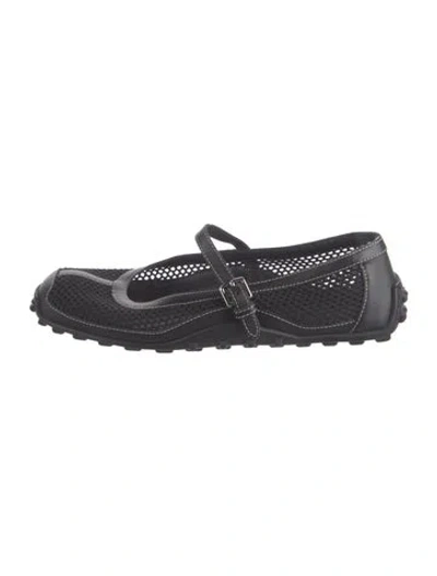 Pre-owned Hermes Kichu Mesh Mary Jane Flats In Black/blue