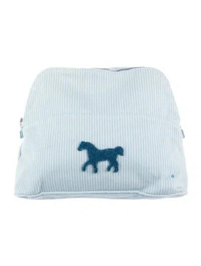 Pre-owned Hermes Babies' Kids' Toile Bolide Cavalcolor Case In Blue