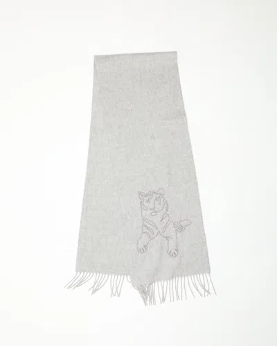 Pre-owned Hermes Hermès King's Tiger Cashmere Scarf In Gray