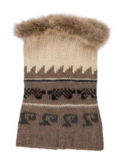 Pre-owned Hermes Knit Fur Snood In Neutral