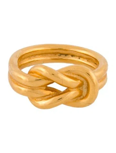 Pre-owned Hermes Knot Scarf Ring In Gold
