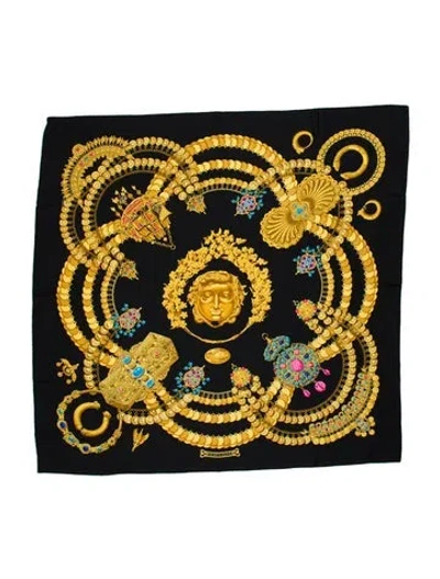 Pre-owned Hermes Kosmima Silk Scarf In Black