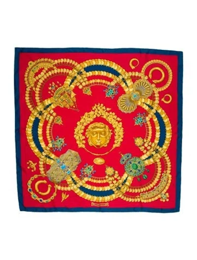 Pre-owned Hermes Kosmima Silk Scarf In Red