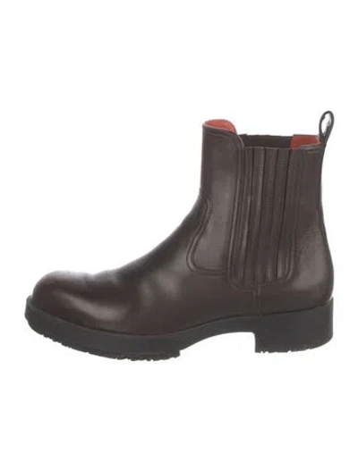 Pre-owned Hermes Kross Leather Chelsea Boots In Brown