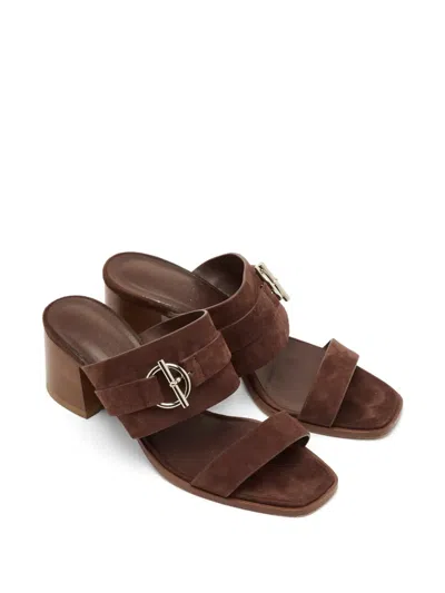 Pre-owned Hermes Kute Block-heel Slide Sandals In Brown