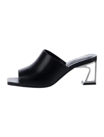 Pre-owned Hermes Kylie 60 Leather Slides In Black