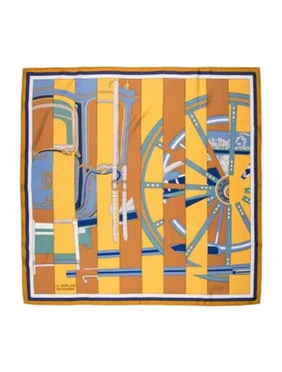 Pre-owned Hermes 'la Berline Bayadère Silk Scarf In Yellow