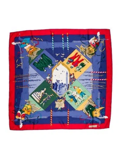Pre-owned Hermes La Carnaval De Venise Silk Scarf In Red