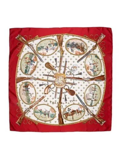 Pre-owned Hermes La Chasse A Tir Silk Scarf In Multi