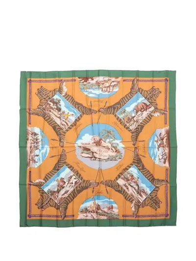 Pre-owned Hermes La Chasse En Afrique Silk Scarf