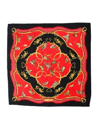 Pre-owned Hermes La Clè Des Champs Jacquard Silk Scarf In Black