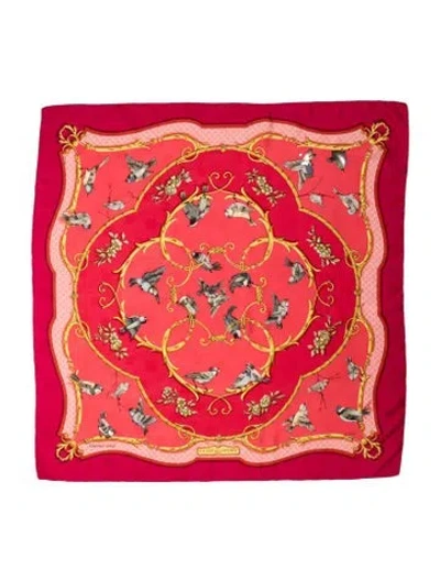 Pre-owned Hermes La Clè Des Champs Jacquard Silk Scarf In Pink