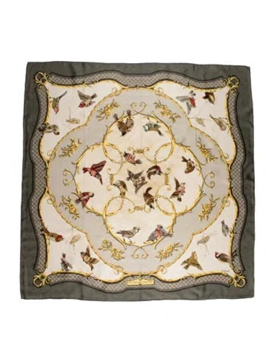 Pre-owned Hermes La Clè Des Champs Silk Scarf In Neutral