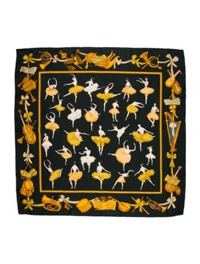 Pre-owned Hermes La Danse Silk Scarf In Black