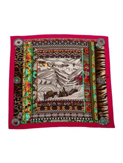 Pre-owned Hermes La Femme Aux Semelles De Vent Cashmere Shawl In Pink