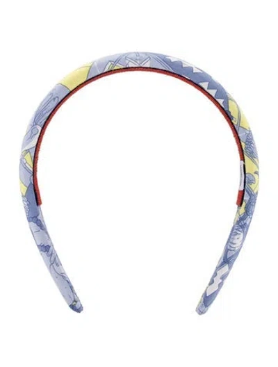 Pre-owned Hermes 'la Legende Du Cheval' Elsa Silk Headband In Blue