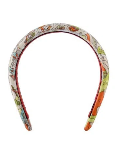 Pre-owned Hermes "la Legende Du Cheval" Gina Headband In Neutral