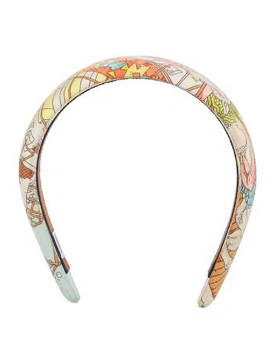 Pre-owned Hermes La Legende Du Cheval Headband In Orange