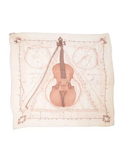 Pre-owned Hermes La Musique Des Sphères Mousseline Silk Scarf In Neutrals