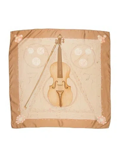 Pre-owned Hermes La Musique Des Sphères Silk Scarf In Neutrals