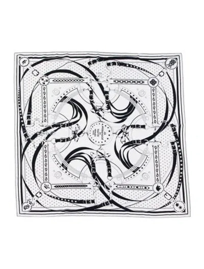 Pre-owned Hermes La Promenade Du Matin Bandana Double Face Silk Shawl In Neutral